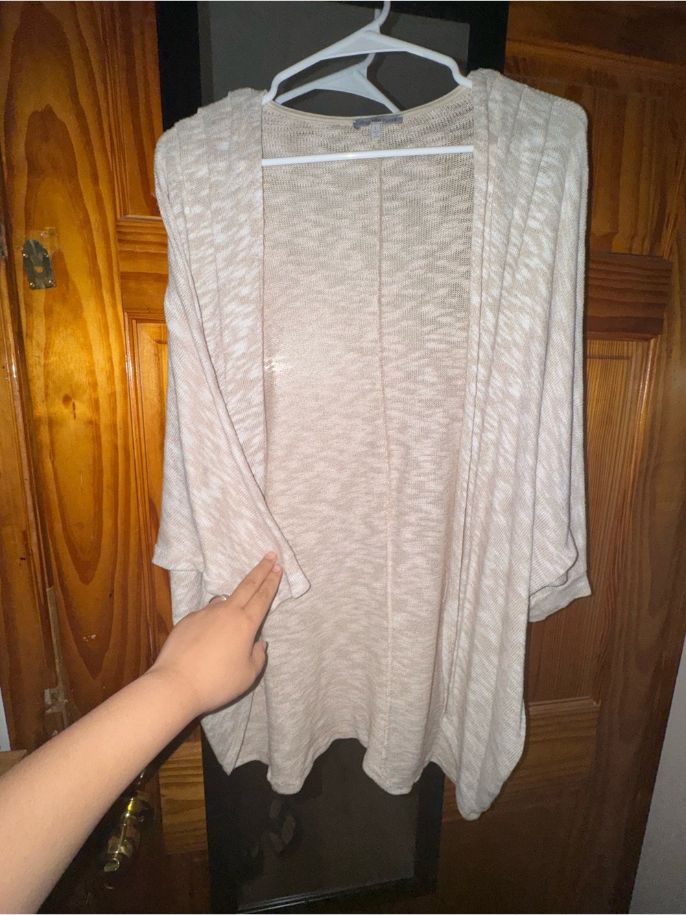 Charlotte Russe Beige Open-Front Marled Cardigan